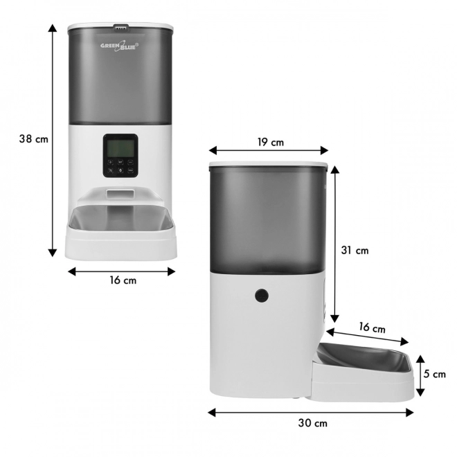 Dozator automat de hrană pentru animale GreenBlue Alb