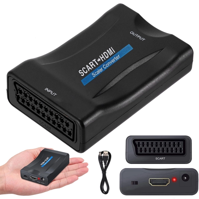 Adaptor convertor scart la hdmi av euro full hd