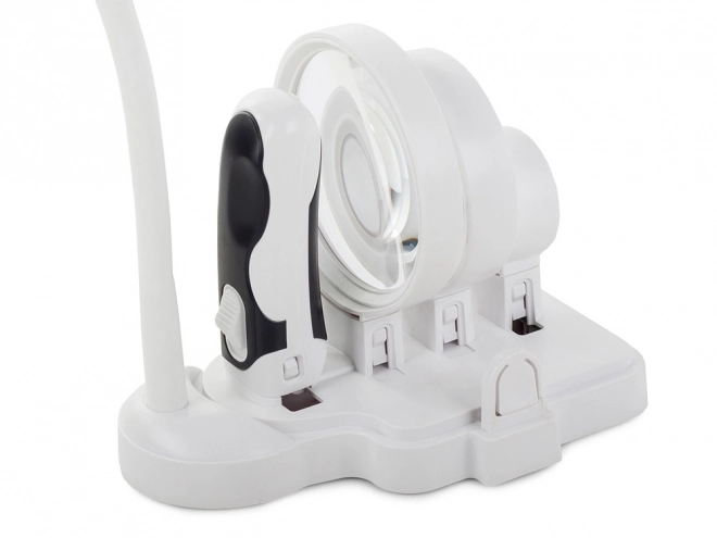 Lupă de birou 2 în 1 LENTILE INTERSCHIMBABILE 6 LED-uri