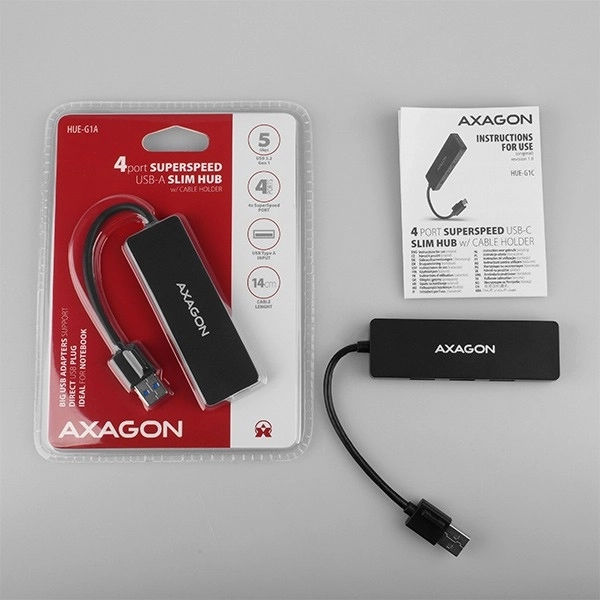 Hub USB 3.2 Gen 1 cu 4 porturi și cablu Type-A 14cm