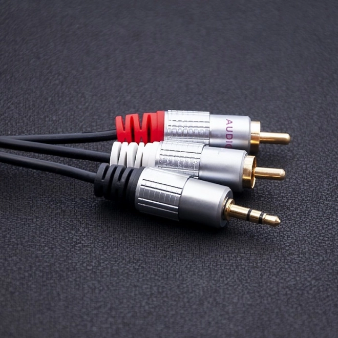 Cablu audio 2x RCA la jack mini de 3,5 mm, 3 m, negru