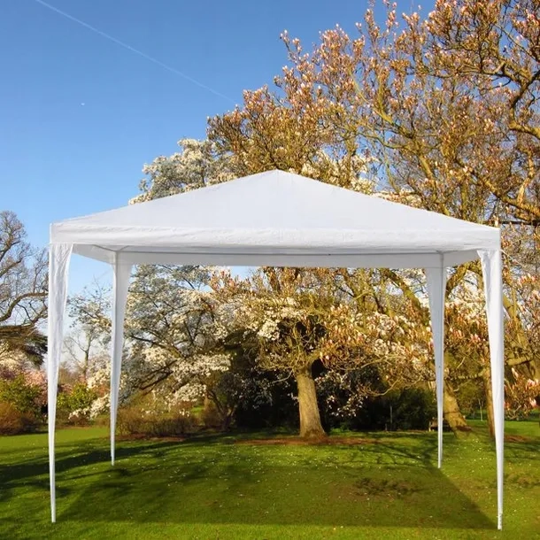 Pavilion de grădină 3x3 m alb cu 4 pereți