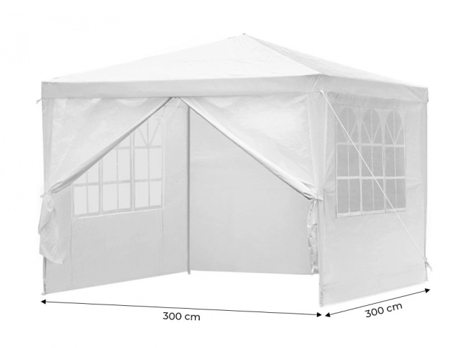 Pavilion de grădină 3x3 m alb cu 4 pereți