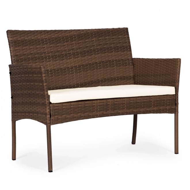 Set mobilier de grădină cu aspect de ratan – bancă, masă, scaune maro MultiGarden