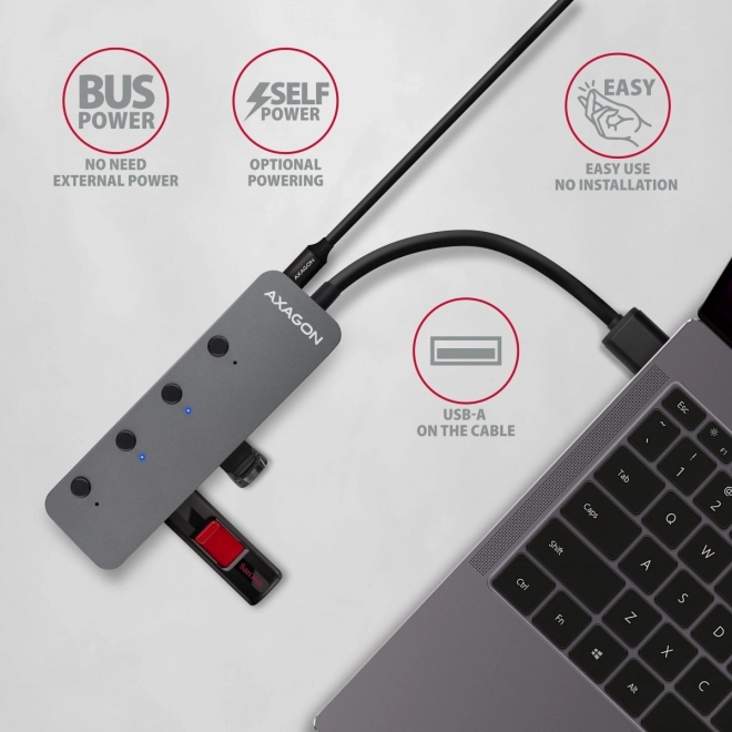 Hub USB 3.2 Gen 1 cu 4 porturi, Axagon