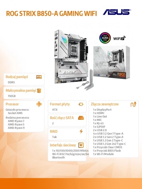 Placă de bază ROG Strix pentru gaming cu WiFi