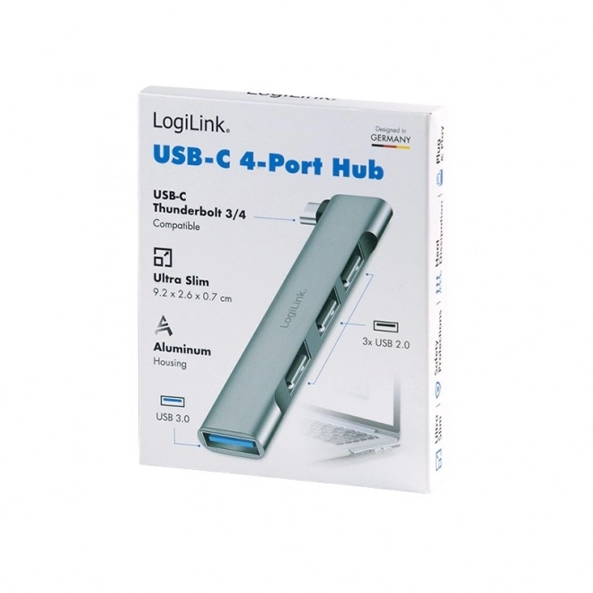 Hub USB-C elegant cu 1x USB-A 3.0 și 3x USB-A 2.0