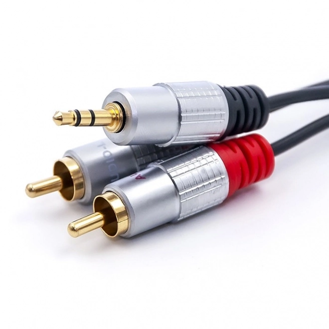 Cablu audio 2x RCA la jack mini de 3,5 mm, 3 m, negru