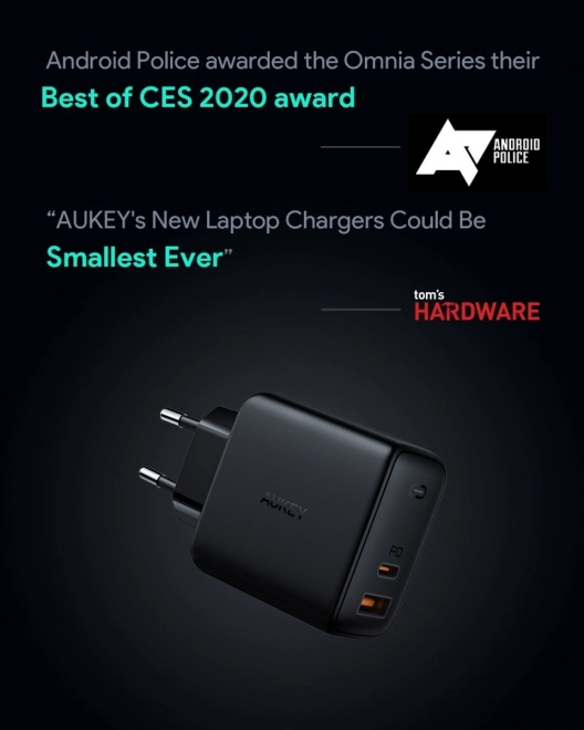 Încărcător Omnia GaN 2xUSB Power Delivery 65 W