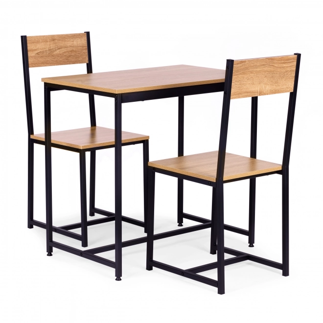 Set de mobilier: masă și 2 scaune din metal și MDF