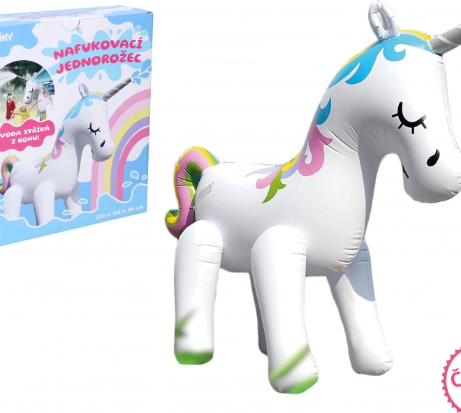Unicorn gonflabil cu apă pulverizată 220 × 160 × 80 cm – ambalaj în limba cehă