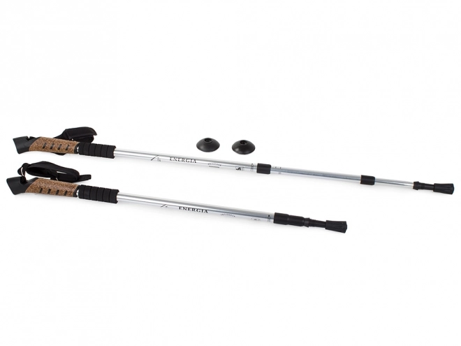 Baston de Nordic Walking cu mâner din plută – Argintiu