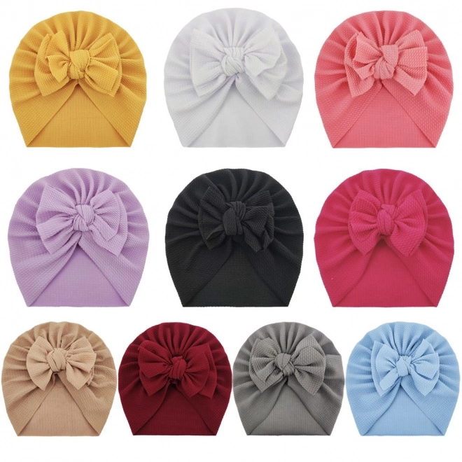 Turban pentru bebeluși cu fundă, pălărie pentru fetițe - maro