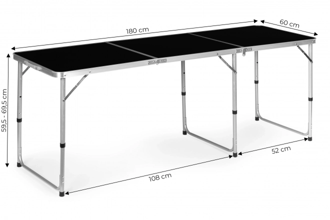 Masa turistică masă pliabilă camping blat negru 180 x 60 cm