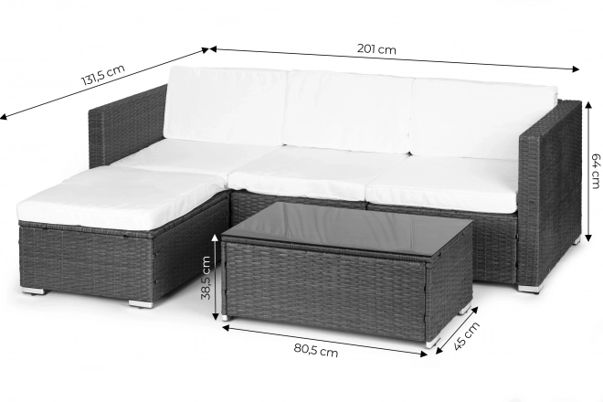 Set de canapea și masă modulară din ratan gri MultiGarden