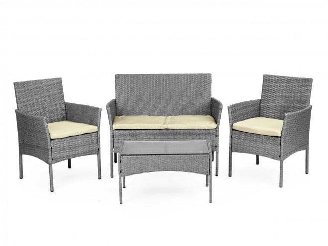 Set de mobilier de grădină din ratan sintetic - bancă, masă, scaune gri MultiGarden
