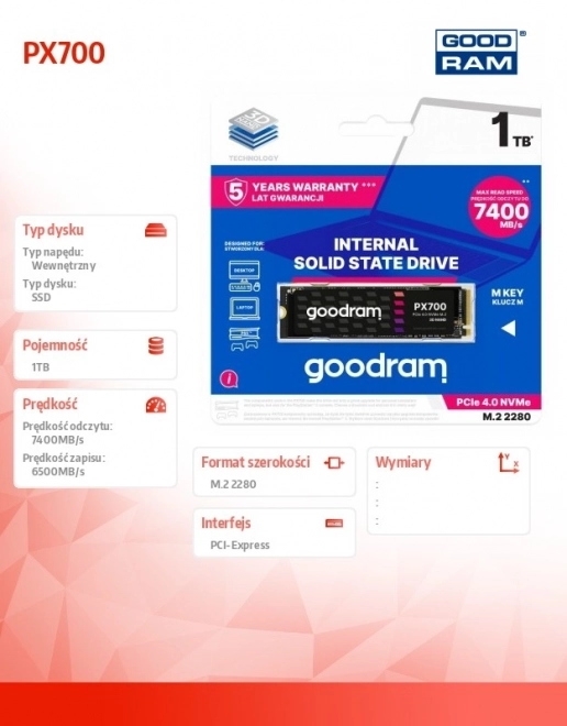 Ssd Goodram 1TB M.2 PCIe PX700