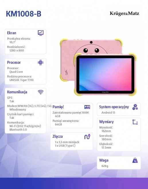 Tablet pentru copii Kruger & Matz Fun 1008 roz