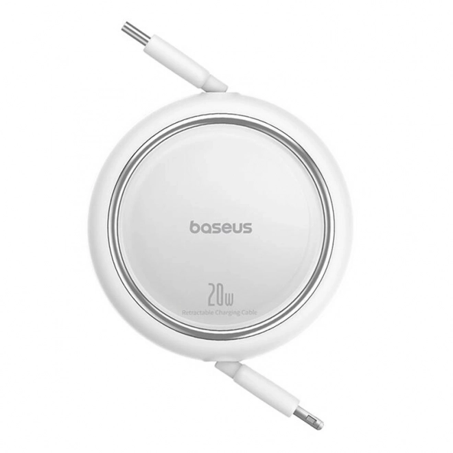 Cablu retractabil Baseus Free2Pull USB-C la Lightning 20W, alb