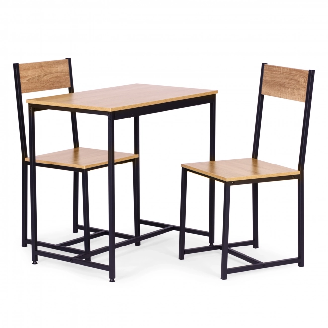 Set de mobilier: masă și 2 scaune din metal și MDF