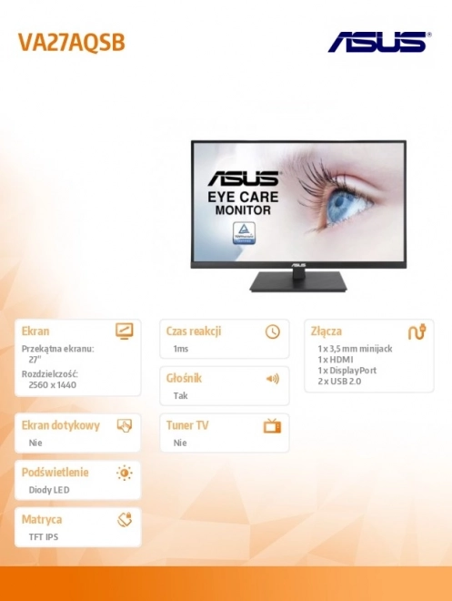 Monitor 27 inch IPS WQHD