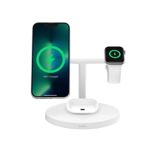 Încărcător Boost Charge Pro 3 în 1 Qi2 15W alb