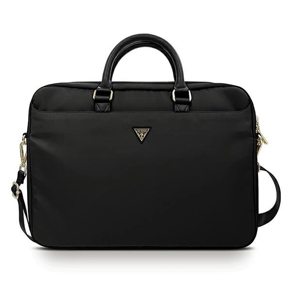 Geantă laptop 16 inch Guess Nylon Triangle Logo neagră