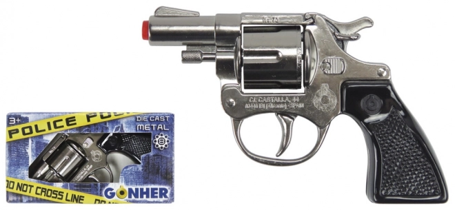 Revolver metalic de jucărie cu capse, argintiu (8 focuri)