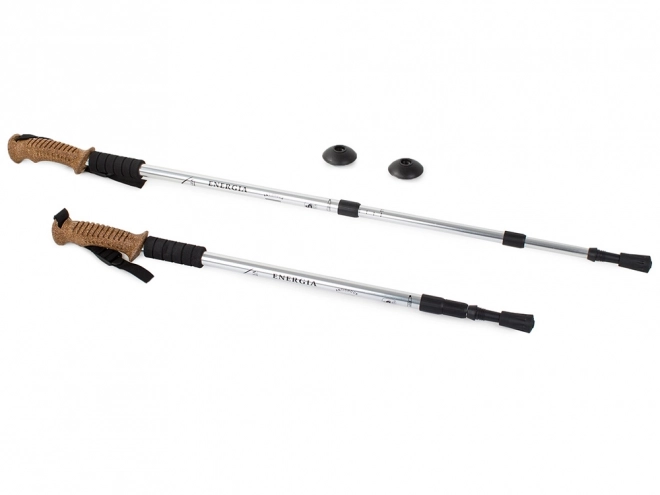 Baston nordic walking cu mâner din plută – Argintiu