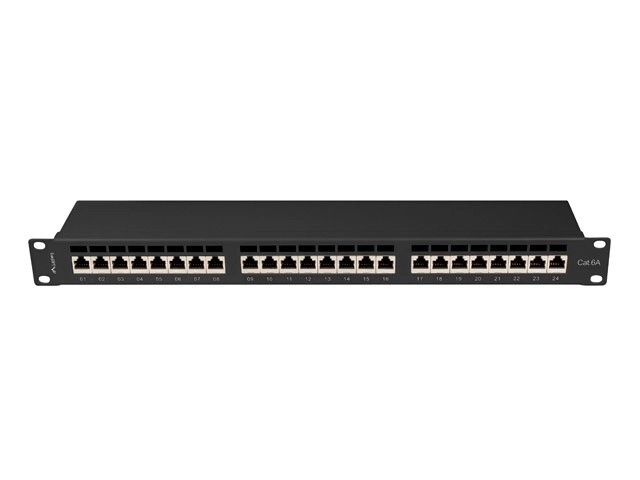 Panou de patch-uri 24 porturi 1U Cat 6A negru