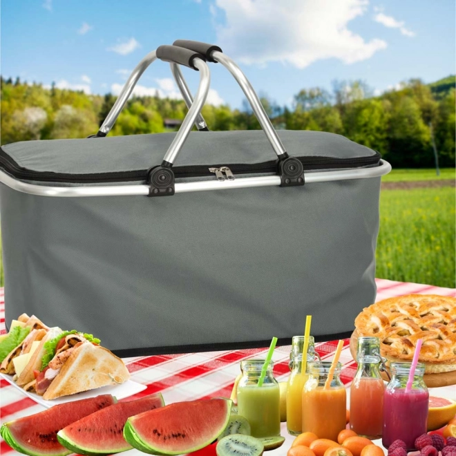 Coș de picnic termic pliabil gri