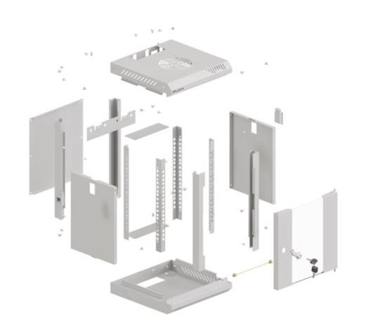 Șifonier instalare rack suspendat 10 inch 6U gri