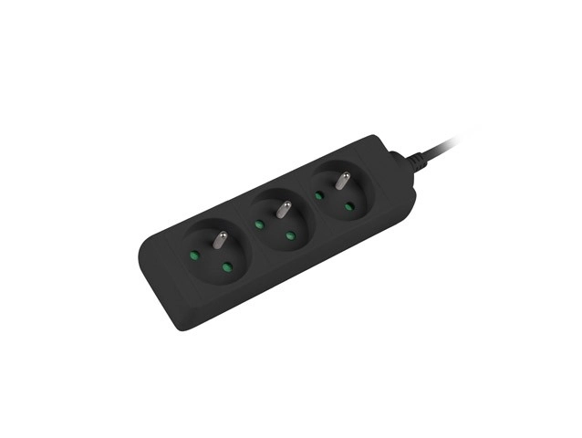 Prelungitor electric 1,5m negru cu 3 prize Lanberg