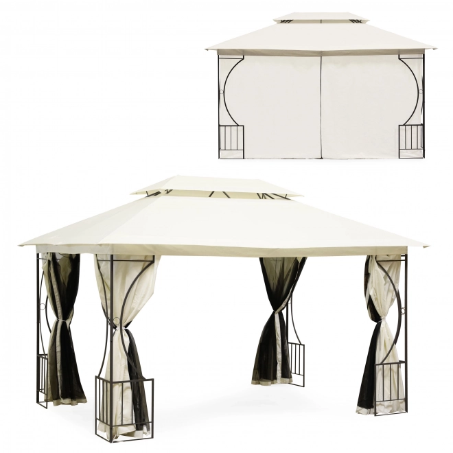 Cort pavilon de grădină 3x4m, plasă de țânțari și pereți plini