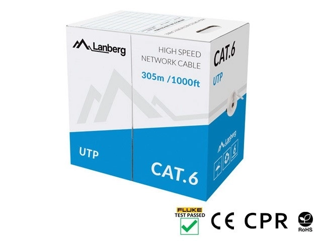 Cablu UTP Categoria 6 cu conductor din cupru de 305m gri