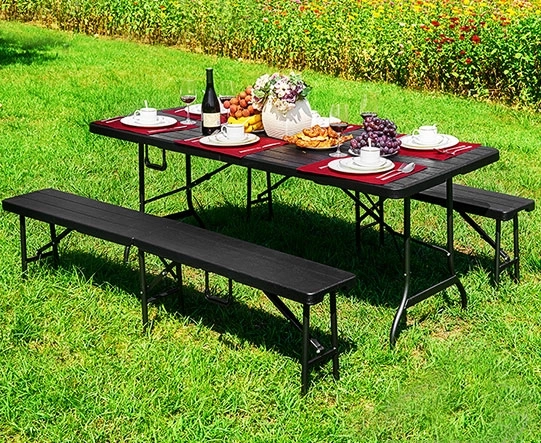 Set masă și bănci pliante 180 cm maro modernhome
