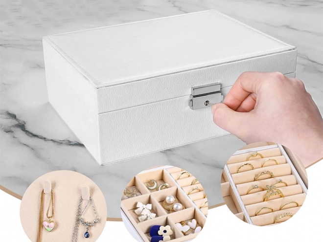 Casetă organizator bijuterii cu cheie din piele ecologică