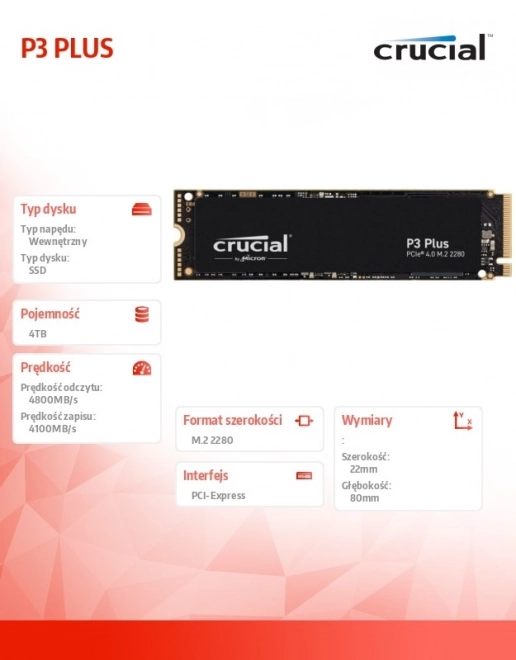 SSD Crucial P3 Plus 4TB NVMe M.2 PCIe 4.0