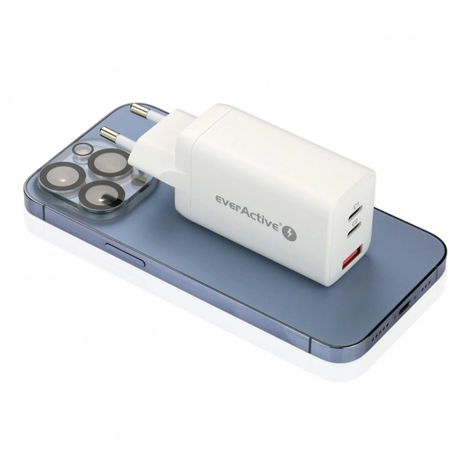 Încărcător rapid alb USB/USB-C QC4+ 65W cu tehnologie GaN
