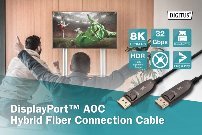 AOC DisplayPort 1.4 8K/60Hz UHD DP/DP M/M cablu hibrid negru – 20 m