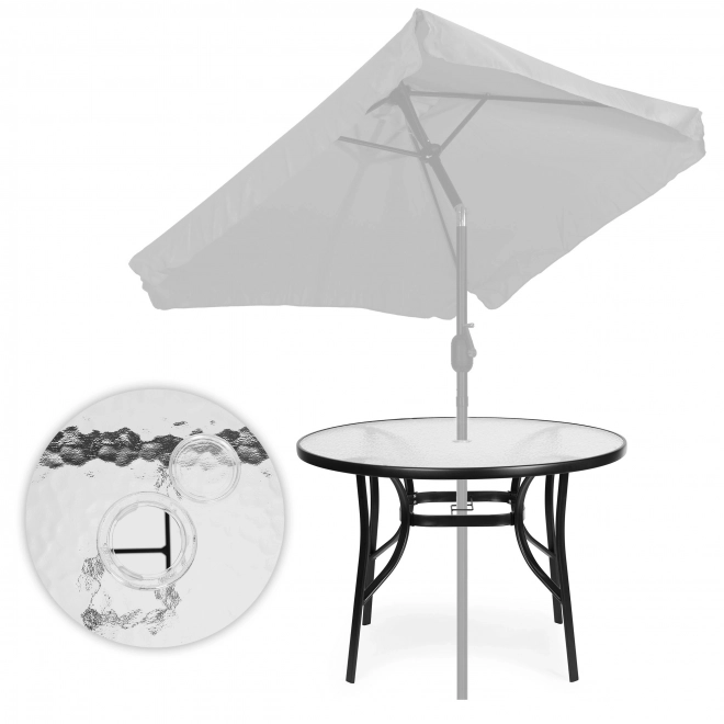 Masă de grădină rotundă 80 cm cu deschidere pentru umbrele