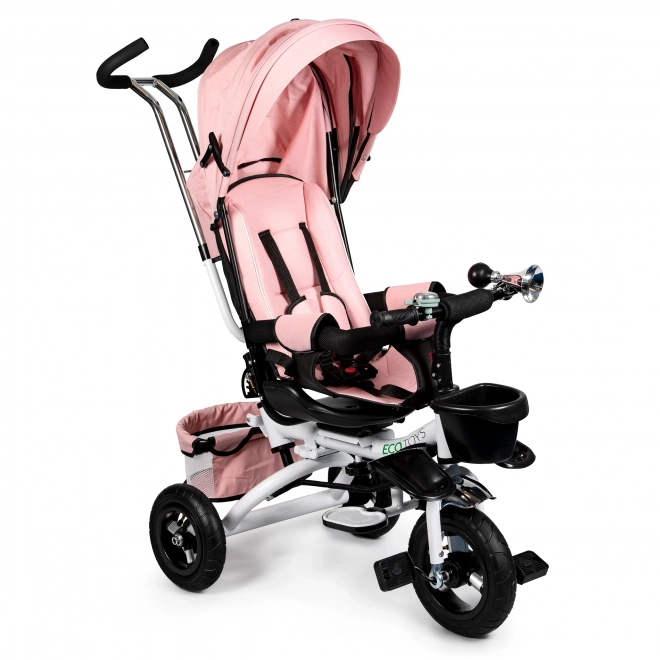 Tricicletă rotativă 360° Pink Delux cu copertină