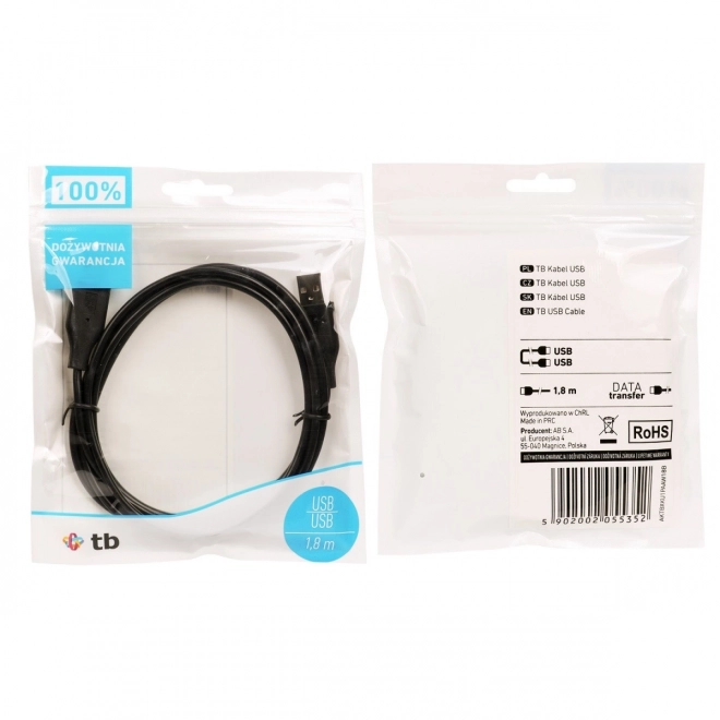 Cablu USB Negru 1.8m