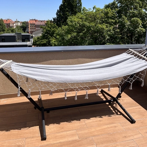 Hamac de grădină dublu XXL cu bara de lemn