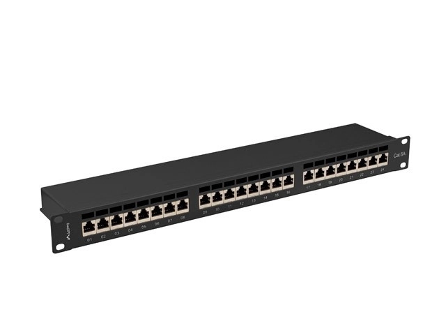 Panou de patch-uri 24 porturi 1U Cat 6A negru
