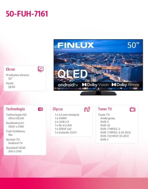 Televizor QLED de 50 de inchi 50-FUH-7161