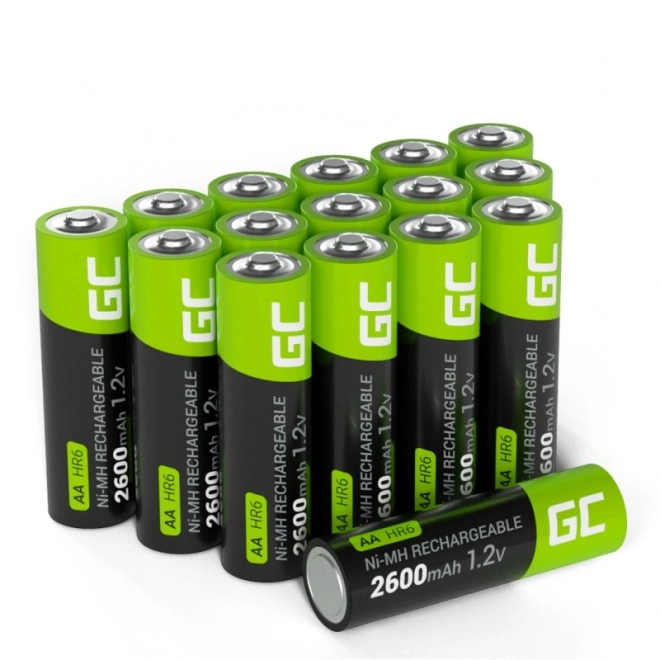Baterii reîncărcabile AA 2600mAh Green Cell set 16 bucăți