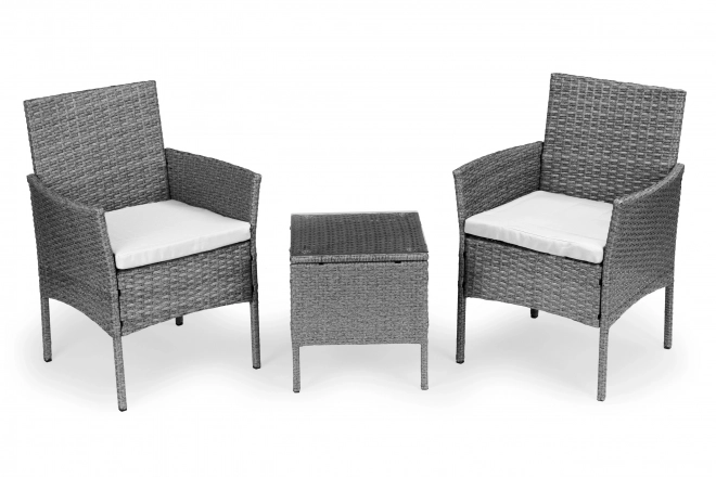 Set mobilier de grădină cu aspect de ratan – masă și scaune gri MultiGarden