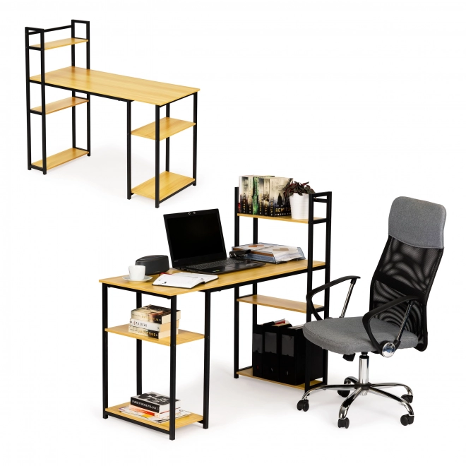 Birou modern stil loft cu rafturi din stejar deschis