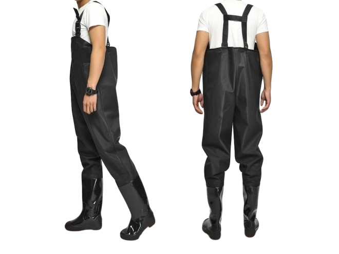 Pantaloni de pescuit impermeabili cu bretele ajustabile